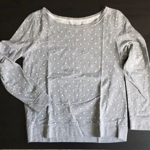 Donated* Loft Gray Polka Dot 3/4 Sleeve Top
